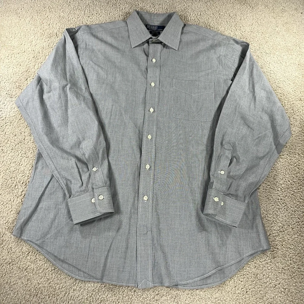 Polo Ralph Lauren Curham Shirt Men 16.5-34/35 Gray Button Up Long Sleeve Cotton‎